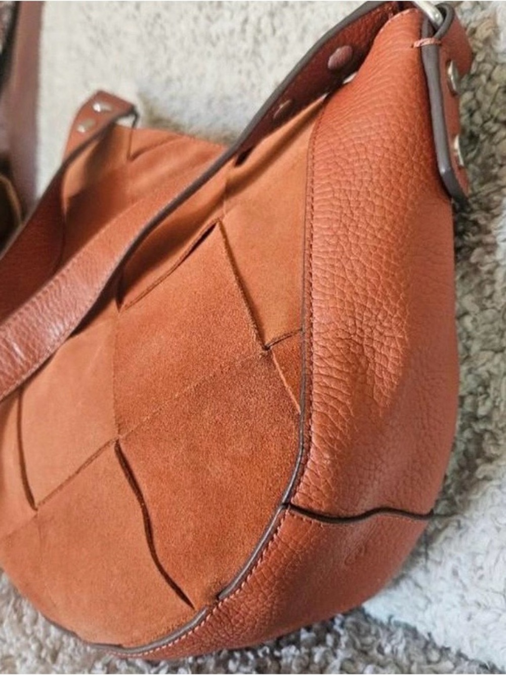 Treasure & Bond Woven Suede Shoulder Bag in Rust Orange - Picture 6 of 8